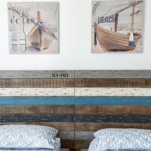 Admire the nautical decor inside, a nod to your seaside location