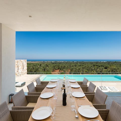 Gather your group for an alfresco lunch on the terrace while looking out to the stunning scenery