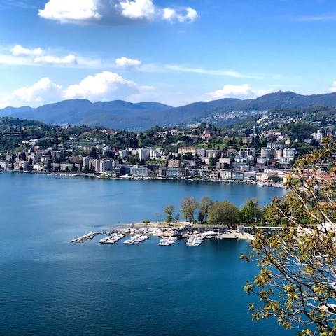Stay in the pretty town of Lugano, a twenty-minute walk from the lakeside