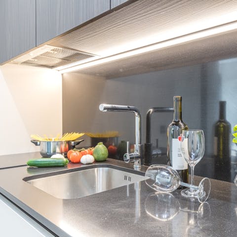 Stock up at the nearby farmer's market and cook in the kitchenette