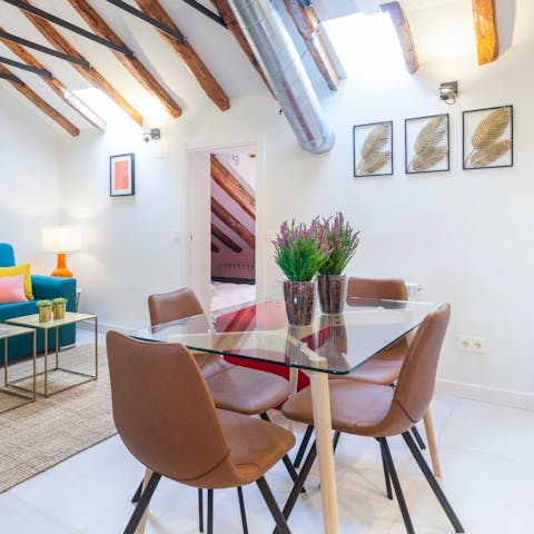 Enjoy a Spanish tortilla at the dining table before heading off