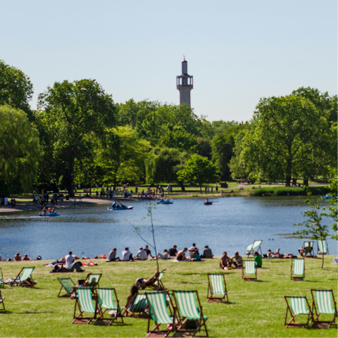 Spend an afternoon in Regent's Park, around a ten-minute walk away