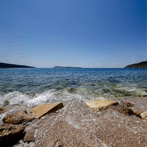 Stroll over to Zamalin Beach in just over five minutes and take a dip in the sea
