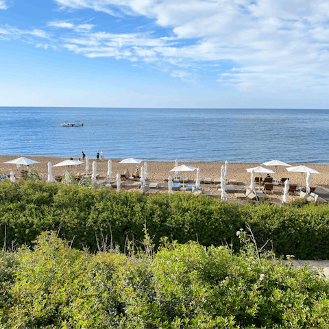 Stroll down to the nearest sandy beach, 300 metres away