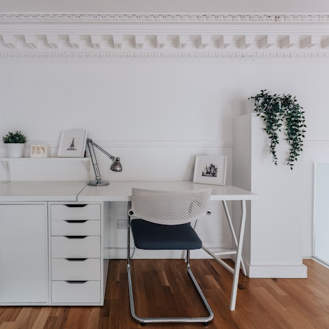 Catch up on work at the mezzanine's desk space