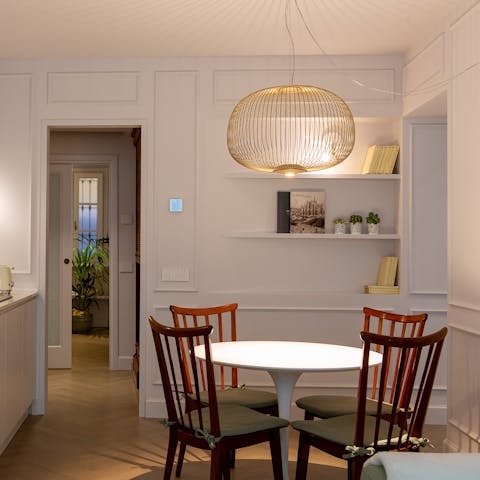 Dine on Italian cuisine in the open-plan living space