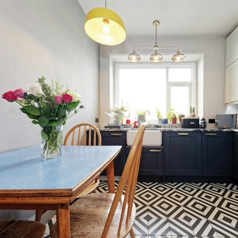 Fry up the catch of the day in the colourful kitchen