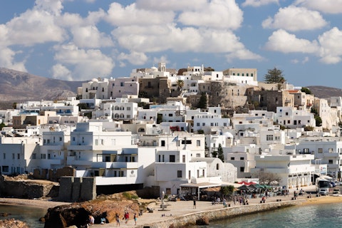 Explore Naxos Old Town's Venetian alleys, a nineteen-minute drive