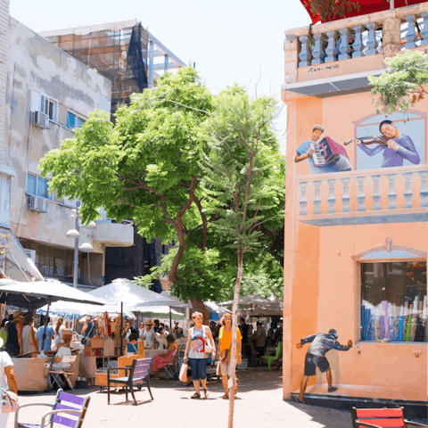Explore Neve Tsedek, a lively neighbourhood just five minutes from the beach