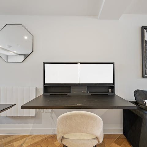 Work from home at the desk in the living area
