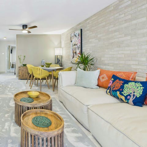 Relax on the sofa after a busy day exploring the capital