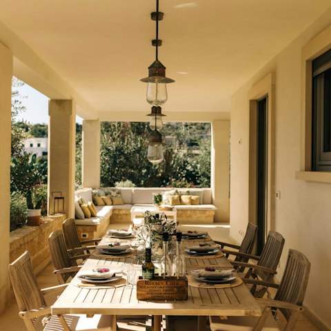 Sit down to a feast of fresh pasta beneath a pergola
