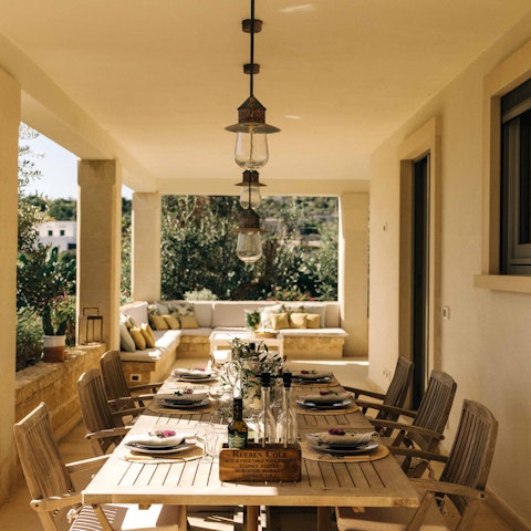 Sit down to a feast of fresh pasta beneath a pergola