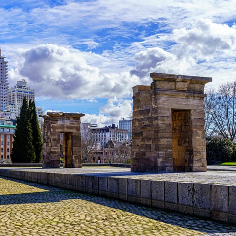 Visit the ancient Egyptian Temple of Debod, also a ten-minute stroll from your door
