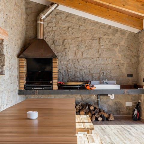Cook up a rustic lunch in the barbecue shed