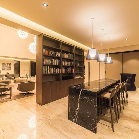 Sip cocktails in the library space