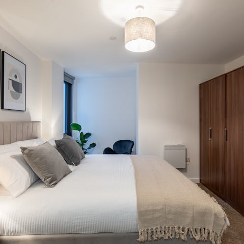 Retreat to a comfortable bedroom after a day of sightseeing