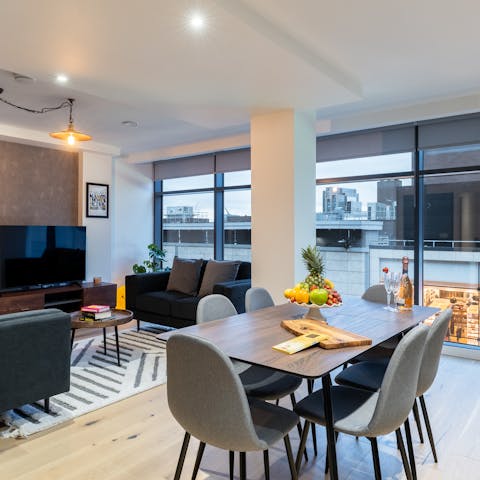 Relax, dine and watch the world go by in the open-plan living space