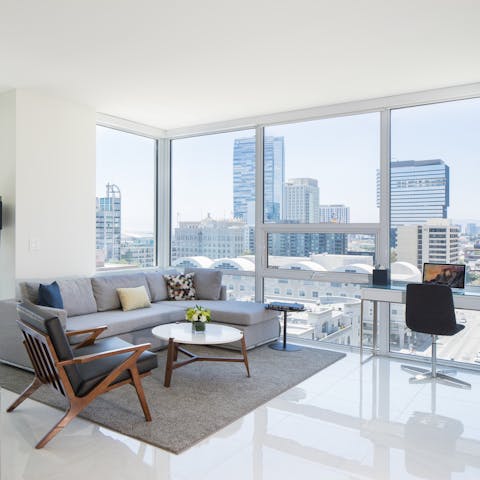 Lay back and relax LA-style in your light and spacious living room