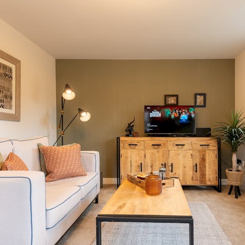 Watch Netflix in the stylish living area