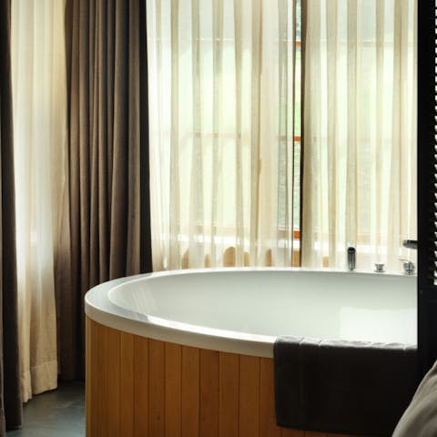 Take a long soak in the hot tub after a day of exploring