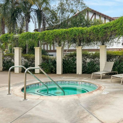 Dip into the shared hot tub as the afternoon cools