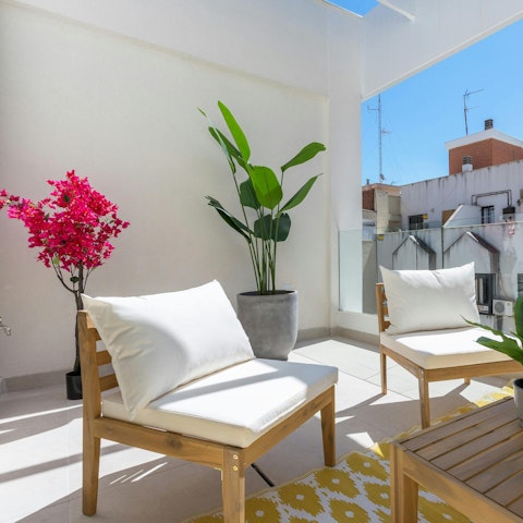 Savour your morning coffee on the bright, breezy balcony