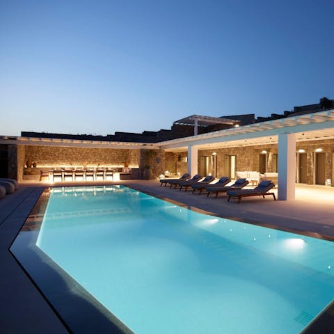 Take a twilight dip in the gorgeous swimming pool