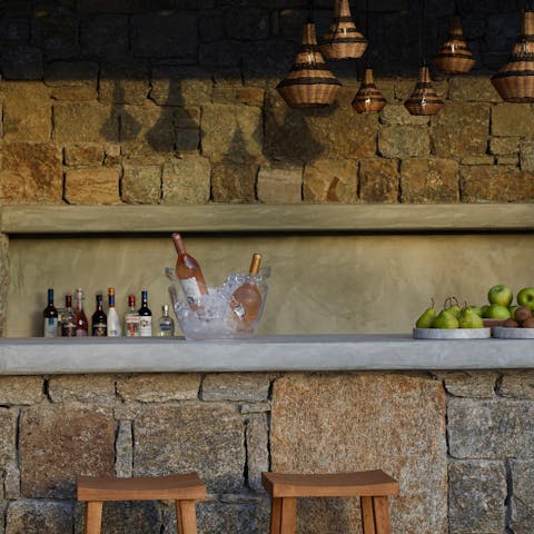 Mix your favourite cocktail at the outdoor bar