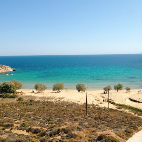 Spend a day on the sand at nearby Kalo Livadi Beach