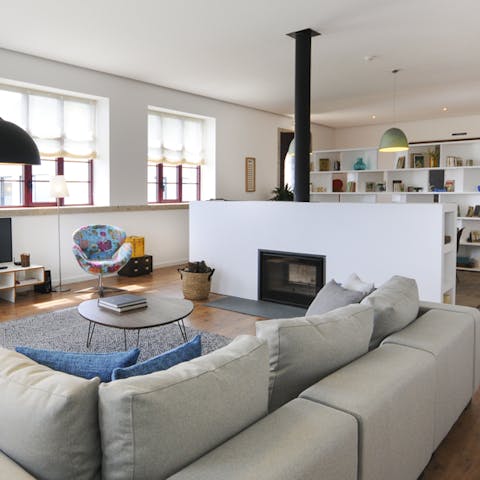 Chill out in the open communal space by the fire