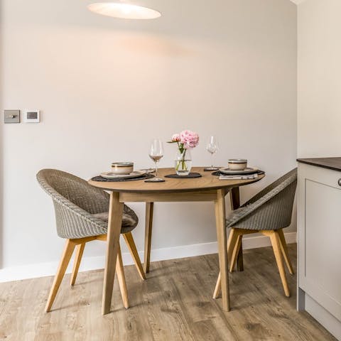 Tuck into delicious Ploughman's lunches at the dining set