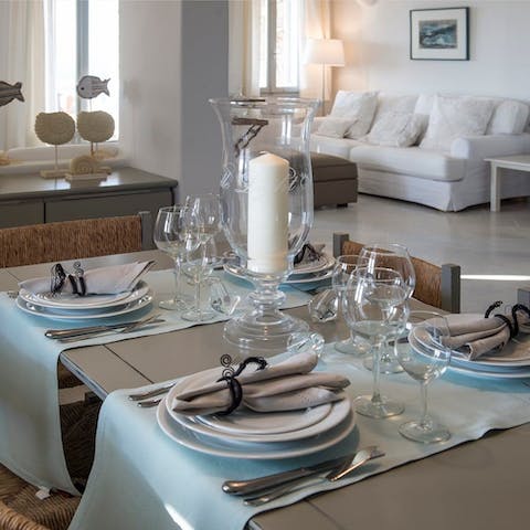 Cool off from the sun while enjoying a delicious meal indoors