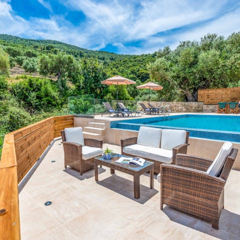 Sip an Ouzo cocktail in your alfresco lounge