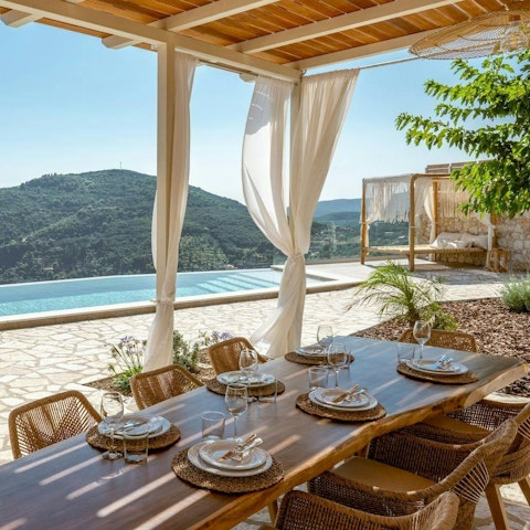 Tuck into a meze feast at the alfresco dining table