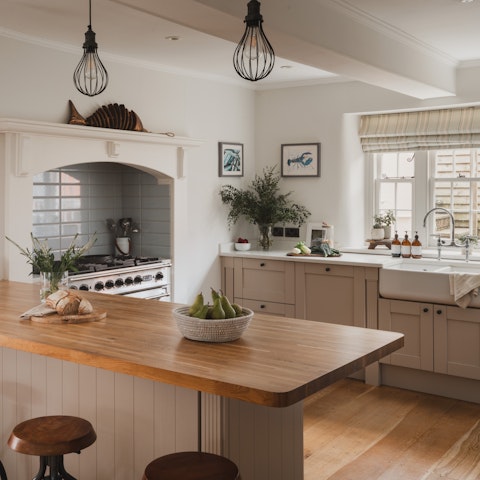 Whip up relaxed meals in the bright, characterful kitchen