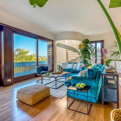 Enjoy views across the tree tops while relaxing in the living room