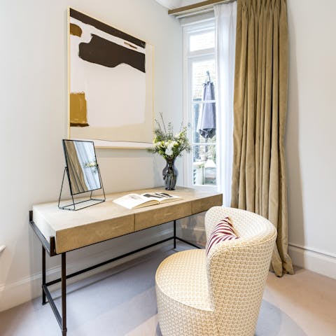 Get some work done at the desk in the bedroom
