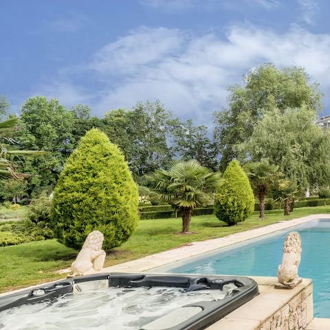 Slip into the hot tub and let go of all tension as you gaze out over the garden