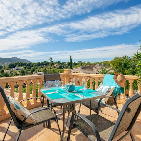 Enjoy drinks and dinner with an amazing view