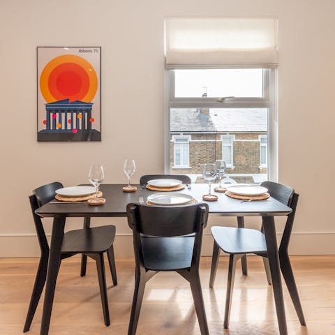 Enjoy relaxed meals in the bright, open-plan living space