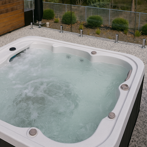Soak in the private hot tub on a cool evening
