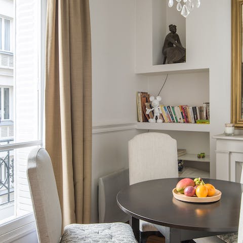 Enjoy a meal in the elegant dining space