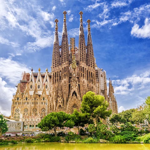 Visit the beautiful Sagrada Familia church, just a four–minute drive away