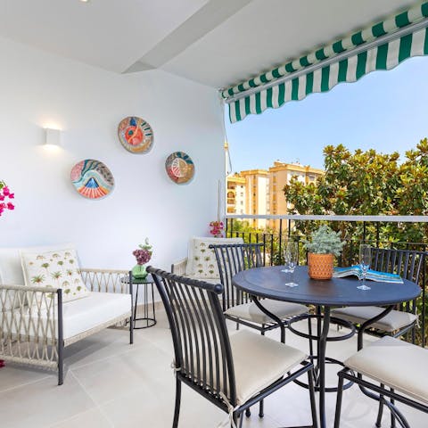 Pop open a bottle of Albariño to share on the private balcony