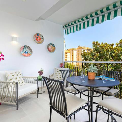 Pop open a bottle of Albariño to share on the private balcony