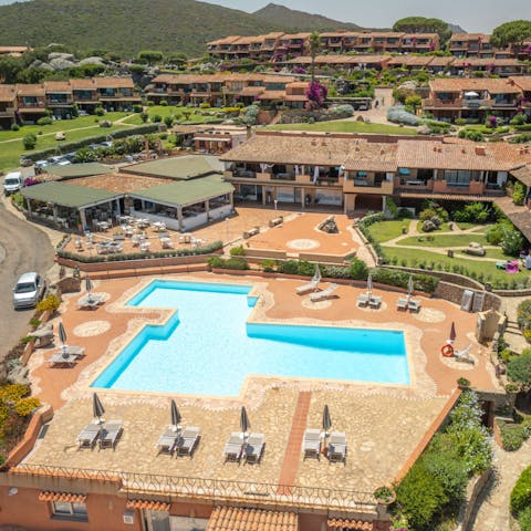 Cool off with a dip in the shared swimming pool