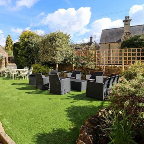 Soak up the Gloucestershire sun in the private garden filled with flowers