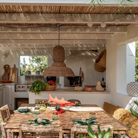 Cook some Italian cuisine in the outdoor kitchen