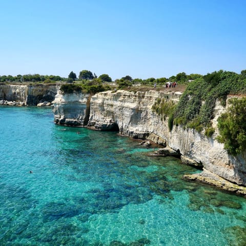 Explore Puglia's stunning coastlines, just a twenty-minute drive away